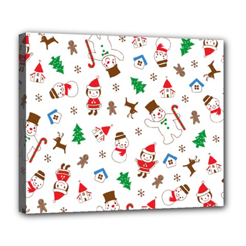 Christmas Santa Claus Pattern Deluxe Canvas 24  X 20  (stretched)