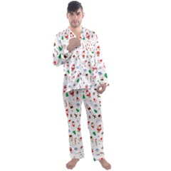 Christmas Santa Claus Pattern Men s Long Sleeve Satin Pajamas Set by Sarkoni