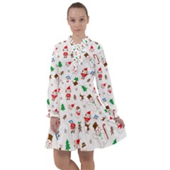 Christmas Santa Claus Pattern All Frills Chiffon Dress