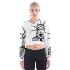 Funny Statue Of Liberty Parody Cropped Sweatshirt by Sarkoni