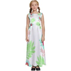 Batik T- Shirt Batik Flowers Pattern 18 Kids  Satin Sleeveless Maxi Dress by EnriqueJohnson