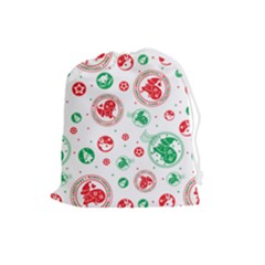 Merry Christmas Geometric Pattern Drawstring Pouch (large)