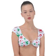 Merry Christmas Geometric Pattern Cap Sleeve Ring Bikini Top by Sarkoni