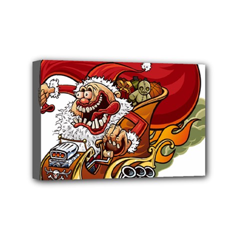 Funny Santa Claus Christmas Mini Canvas 6  X 4  (stretched)