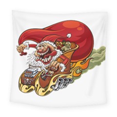 Funny Santa Claus Christmas Square Tapestry (large)