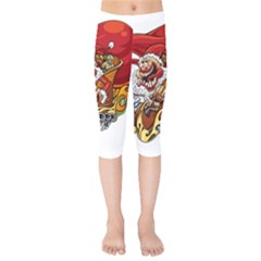 Funny Santa Claus Christmas Kids  Capri Leggings  by Sarkoni