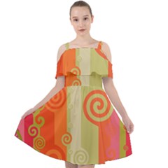 Ring Kringel Background Abstract Red Cut Out Shoulders Chiffon Dress by Mariart