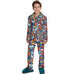 Winter Seamless Pattern Kids  Long Sleeve Velvet Pajamas Set by uniart180623