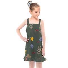 Christmas Party Pattern Design Kids  Overall Dress