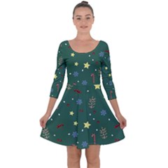 Twigs Christmas Party Pattern Quarter Sleeve Skater Dress by uniart180623