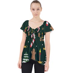 Pattern Christmas Gift Lace Front Dolly Top