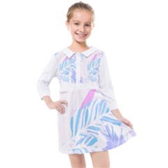 Blue T- Shirt Blue Tropical Pattern T- Shirt Kids  Quarter Sleeve Shirt Dress by EnriqueJohnson