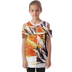 Boho Fire Feather Pattern T- Shirt Boho Fire Feather Pattern T- Shirt Fold Over Open Sleeve Top by EnriqueJohnson