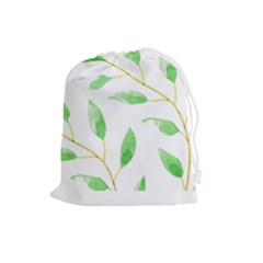 Boho Leaf Pattern T- Shirt Boho Leaf Pattern8 Drawstring Pouch (Large)