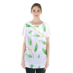 Boho Leaf Pattern T- Shirt Boho Leaf Pattern8 Skirt Hem Sports Top by EnriqueJohnson