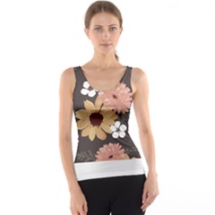 Botanical T- Shirt Botanical Delicate Floral T- Shirt Women s Basic Tank Top