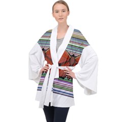 Butterfly Art T- Shirtbutterfly T- Shirt (8) Long Sleeve Velvet Kimono 