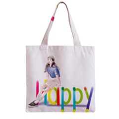 Happy Zipper Grocery Tote Bag by SychEva