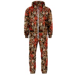 Red Blossom Harmony Pattern Design Hooded Jumpsuit (men) by dflcprintsclothing