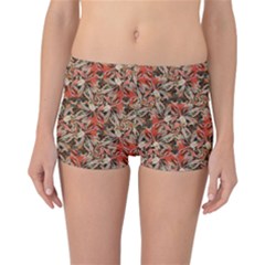 Red Blossom Harmony Pattern Design Reversible Boyleg Bikini Bottoms by dflcprintsclothing