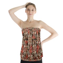 Red Blossom Harmony Pattern Design Strapless Top by dflcprintsclothing