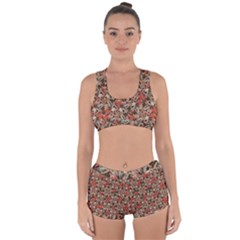 Red Blossom Harmony Pattern Design Racerback Boyleg Bikini Set by dflcprintsclothing