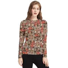 Red Blossom Harmony Pattern Design Women s Long Sleeve Rash Guard by dflcprintsclothing