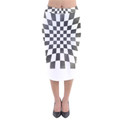 Checkerboard T- Shirt Watercolor Psychedelic Checkerboard T- Shirt Velvet Midi Pencil Skirt