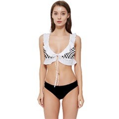 Checkerboard T- Shirt Watercolor Psychedelic Checkerboard T- Shirt Low Cut Ruffle Edge Bikini Top