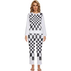 Checkerboard T- Shirt Watercolor Psychedelic Checkerboard T- Shirt Womens  Long Sleeve Lightweight Pajamas Set by EnriqueJohnson