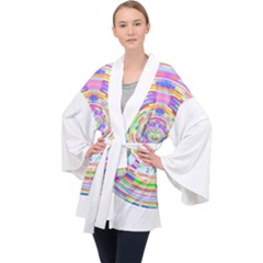 Circle T- Shirt Colourful Abstract Circle Design T- Shirt Long Sleeve Velvet Kimono  by EnriqueJohnson