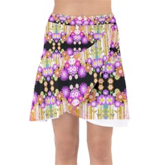 Colorful Flowers Pattern T- Shirt Colorful Wild Flowers T- Shirt Wrap Front Skirt by EnriqueJohnson