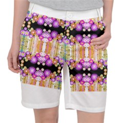 Colorful Flowers Pattern T- Shirt Colorful Wild Flowers T- Shirt Women s Pocket Shorts by EnriqueJohnson