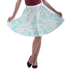 Deep Sea T- Shirt Deep Sea Food Chain Pattern (white) T- Shirt A-line Skater Skirt