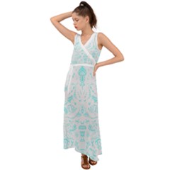 Deep Sea T- Shirt Deep Sea Food Chain Pattern (white) T- Shirt V-Neck Chiffon Maxi Dress