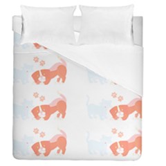 Dog And Cat Lover Pattern T- Shirtdog And Cat Lover Pattern T- Shirt Duvet Cover Double Side (queen Size)