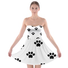 Dog Paw Print T- Shirt Paw Pattern 6 Strapless Bra Top Dress by EnriqueJohnson