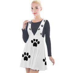 Dog Paw Print T- Shirt Paw Pattern 6 Plunge Pinafore Velour Dress by EnriqueJohnson