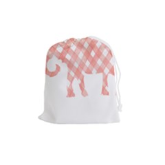 Elephant T- Shirt Pink Elephant T- Shirt Drawstring Pouch (Medium)