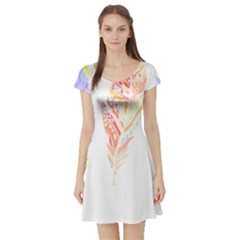 Feathers Design T- Shirtfeathers T- Shirt (1) Short Sleeve Skater Dress