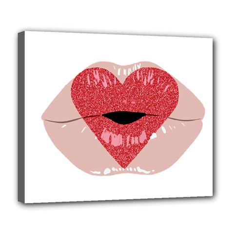Lips -16 Deluxe Canvas 24  X 20  (stretched) by SychEva