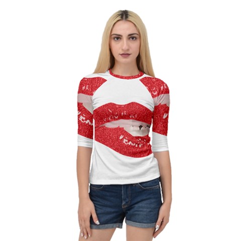 Lips -25 Quarter Sleeve Raglan T-shirt by SychEva