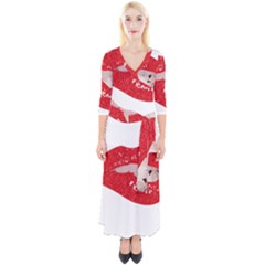 Lips -25 Quarter Sleeve Wrap Maxi Dress by SychEva