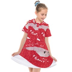 Lips -25 Kids  Short Sleeve Shirt Dress by SychEva