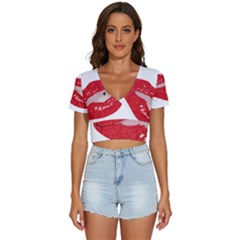 Lips -25 V-neck Crop Top by SychEva