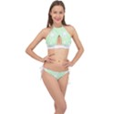 Floral Pattern T- Shirt Beautiful And Artistic Light Green Flower T- Shirt Cross Front Halter Bikini Set View1