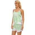 Floral Pattern T- Shirt Beautiful And Artistic Light Green Flower T- Shirt Satin Pajama Short Set View2