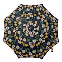 Flower Grey Pattern Floral Hook Handle Umbrellas (large)