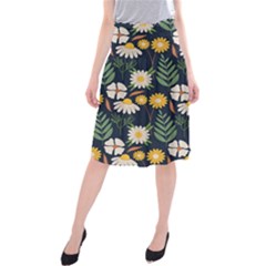 Flower Grey Pattern Floral Midi Beach Skirt
