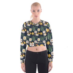 Flower Grey Pattern Floral Cropped Sweatshirt